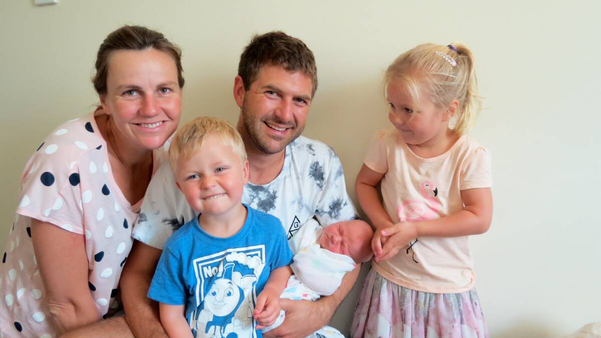 Pure joy: Kate, Matt, Jacob and Layla with baby Grace Whatman.