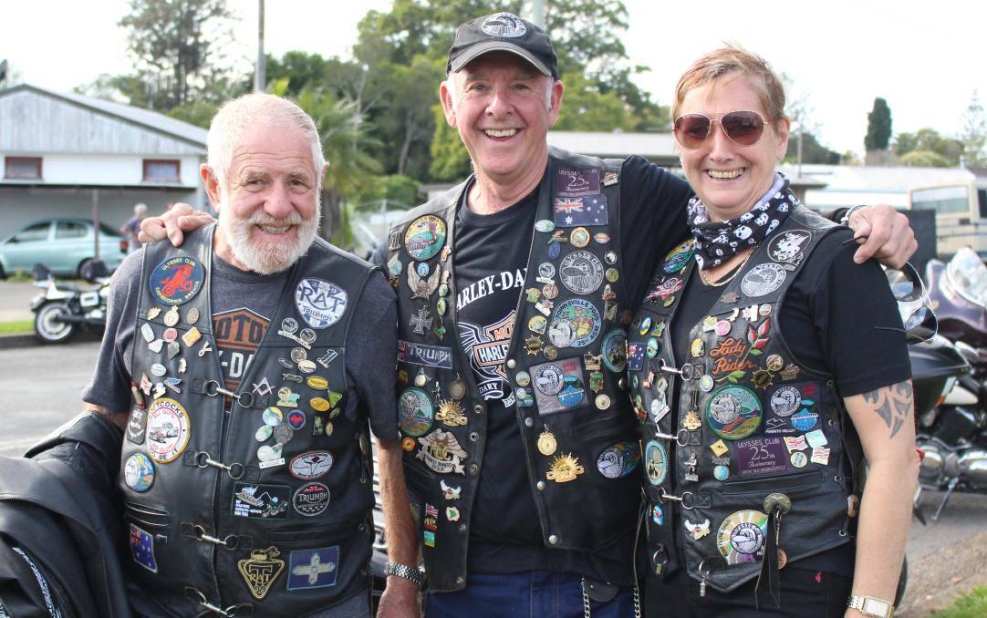 Rev up: Bryan and Chris Randall from Carlingford in Sydney have been Ulysses member for 12 years, along with Red Fixter from Cooee Bay, Queensland.