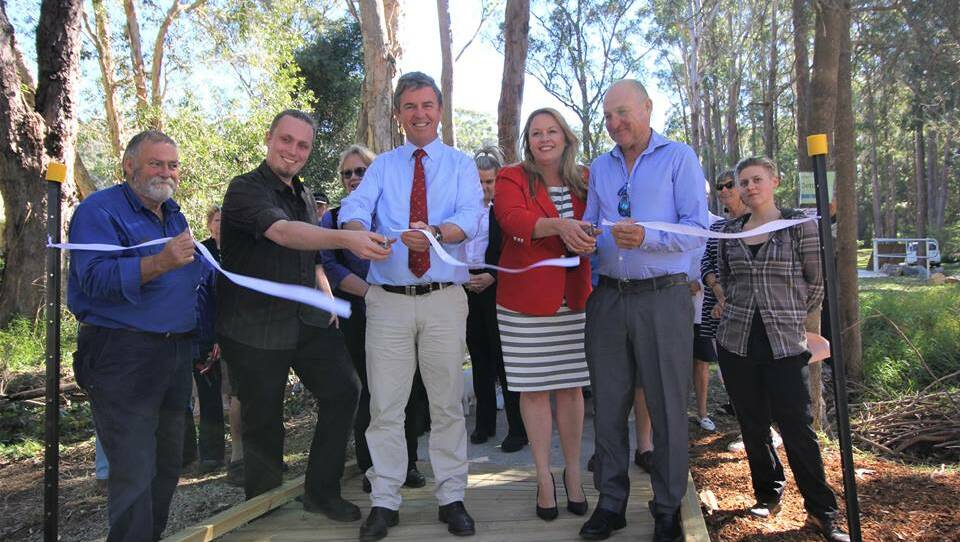 Project complete: Dr David Gillespie MP and mayor Peta Pinson officially open the Queens Lake Foreshore Trail.