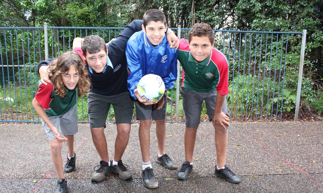Hastings Secondary College Westport Campus students Tyler Alston-Tonkin, Hayden Schaumann-Pinn, Tyrese Dungay and Cody Clanahan are ready to take on the competition at the NAIDOC Cup on Monday.