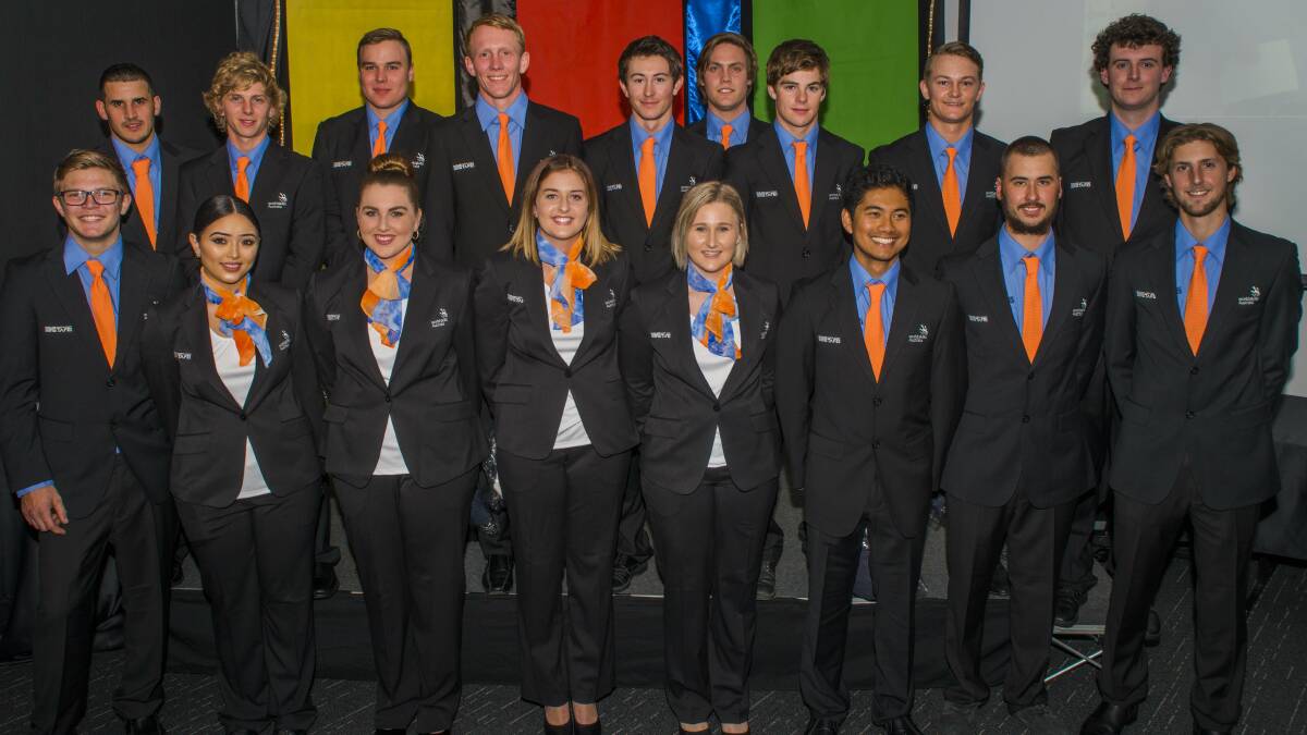 Worldly bunch: 17 North Coast TAFE Worldskills competitors in their new uniforms.