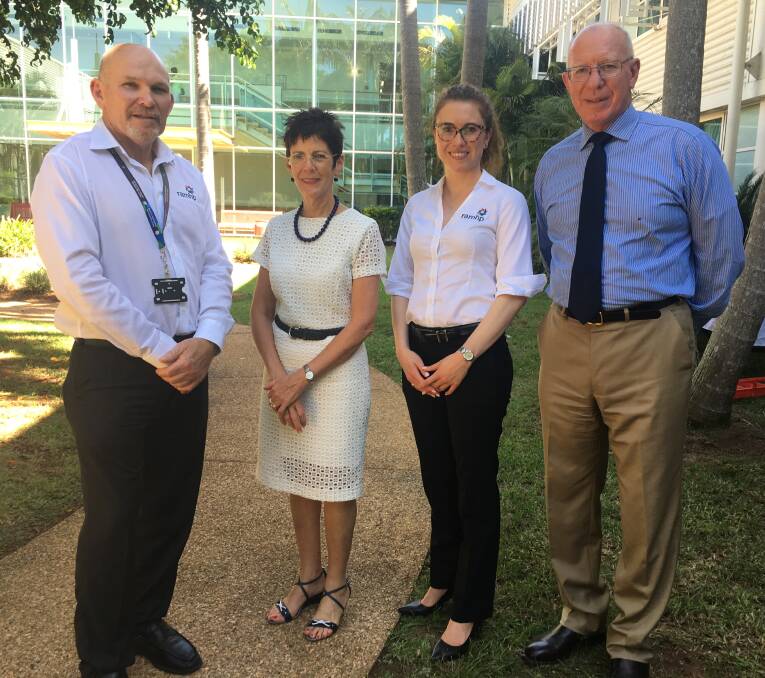 Official visit: NSW Governor David Hurley (right) and his wife Linda (second from left), with Darcy Budden and Tessa Caton from the Rural Adversity Mental Health Program, at the afternoon tea to celebrate the collaboration between mental health services in the Hastings.