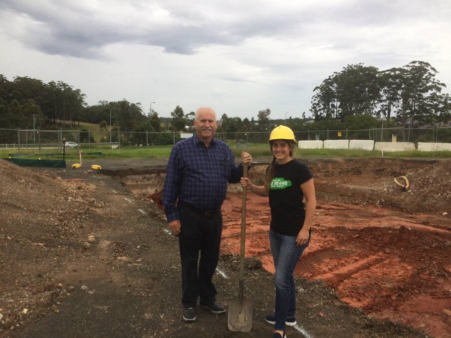 Project progress: Port Macquarie highway service centre manager Graham Linn and Amanda Robson, the project director for Oliver’s Real Food Port Macquarie store, inspect the work to date.
