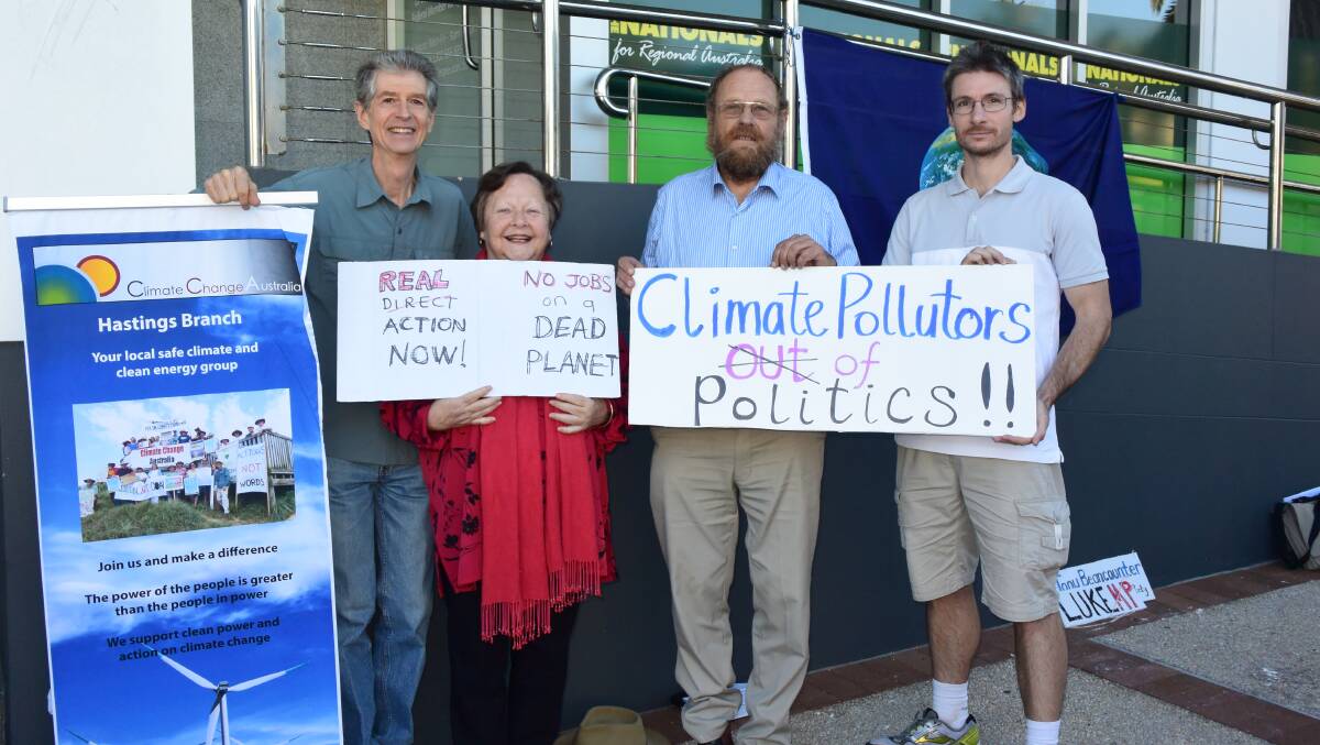 Voicing their concerns: Harry Creamer, Kerri-ann Jones, John Ross and Stephen Long support the Pollution Free Politics campaign.