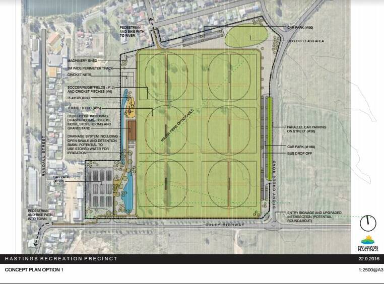 Concept plans: Port Macquarie-Hastings Council has noted concept plans for the development of a multiple use sports and recreational precinct at Wauchope.