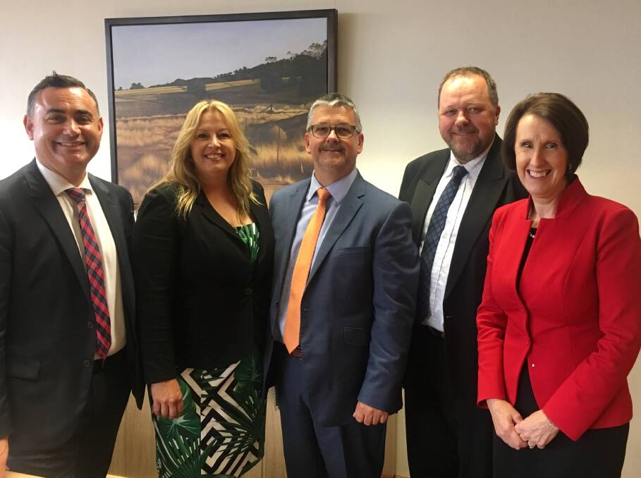 Important talks: Deputy Premier John Barilaro meets with mayor Peta Pinson, council's general manager Craig Swift-McNair, council's director of strategy and growth Jeffery Sharp and Port Macquarie MP Leslie Williams.