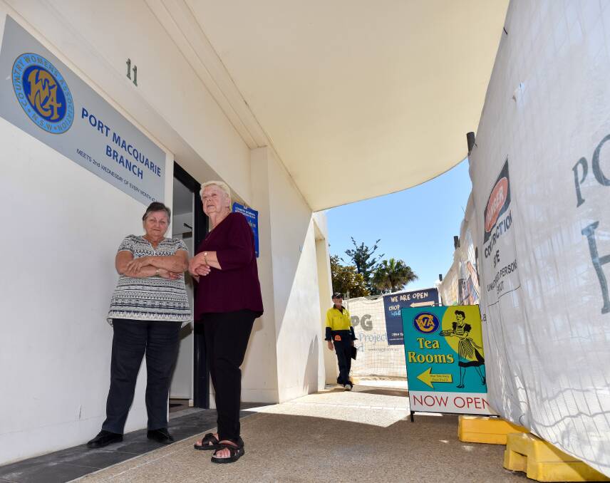 Safety first: Port Macquarie CWA Branch members Doriel Wales and Fay Bragg outside the CWA tea rooms. The tea rooms will close for three days. Photo: Ivan Sajko