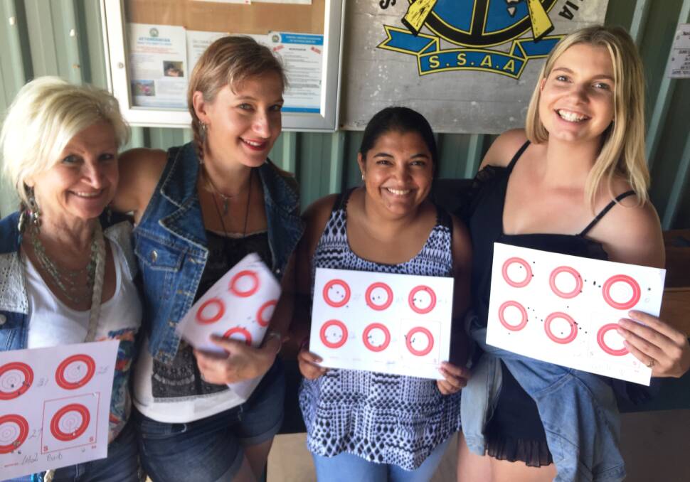 On target: Barb Halliwell, Angie Halliwell, Ruby Knight and Michelle Henry support the day at Hastings Regional Shooting Complex.