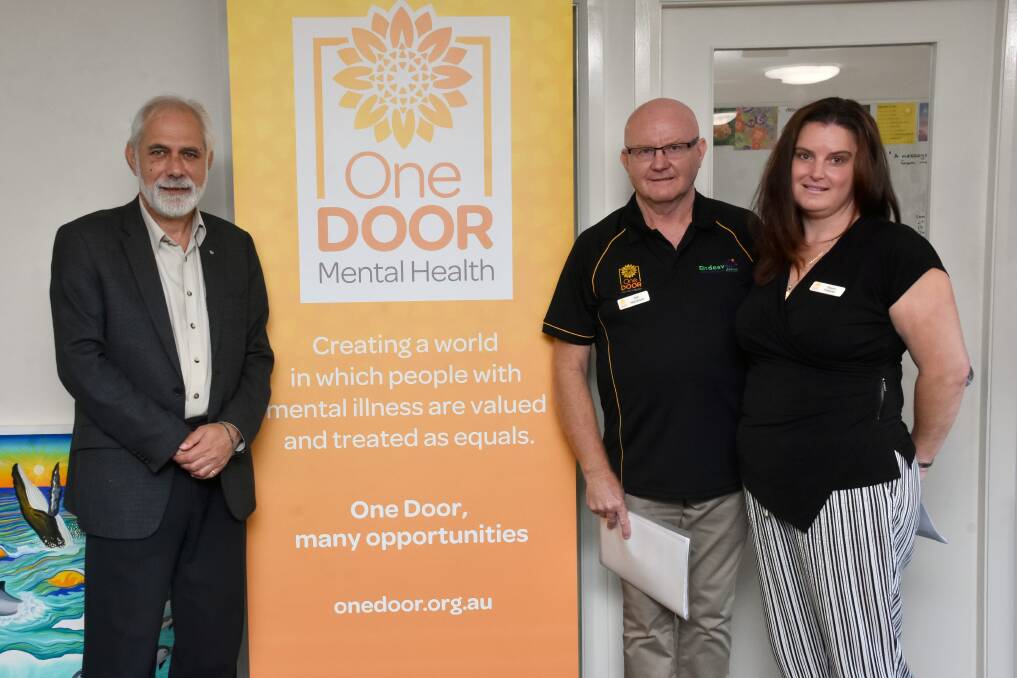 Powerful future: One Door Mental Health chief executive officer Rob Ramjan, Endeavour Mental Health Recovery Clubhouse director Rob Moorehead and One Door Mental Health regional manager Sharon Freebody support the launch.