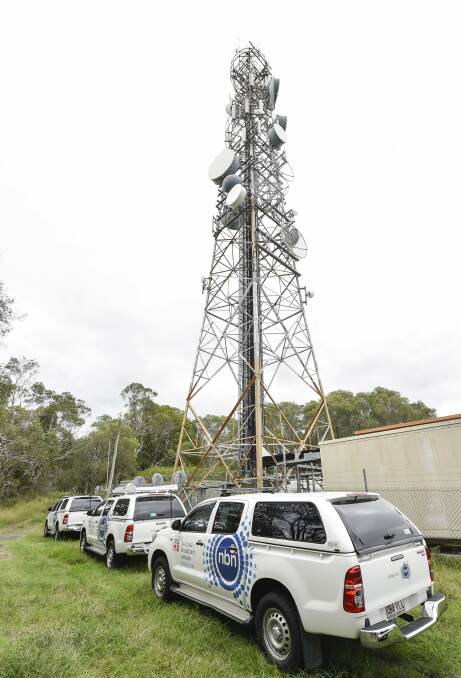 Technology types: Some 1900 homes on the outskirts of Port Macquarie can access the National Broadband Network through the fixed wireless service. Data is sent from a transmission tower, such as the one pictured, and travels wirelessly to an antenna fitted by the roof. The Port Macquarie roll-out will use fixed line fibre to the node technology.