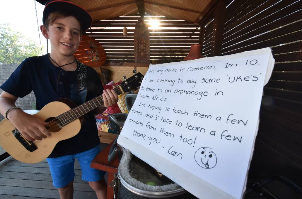 Good cause: Cameron Alford will busk to raise funds for ukuleles to bring music into the lives of underprivileged South African children.