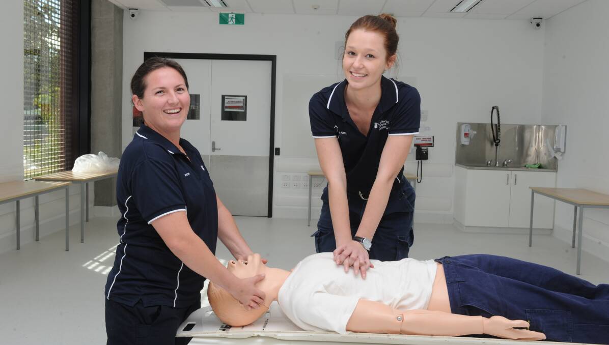 Great facilities: Paramedics students Peta Ashby and Lauryn Tinta are impressed with the new campus. Photo: Ivan Sajko
