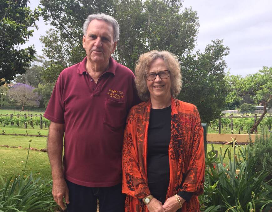 Volunteer contribution: Wayne Cooper and Christine Brown enjoy the tranquil setting at Douglas Vale Historic Homestead and Vineyard.