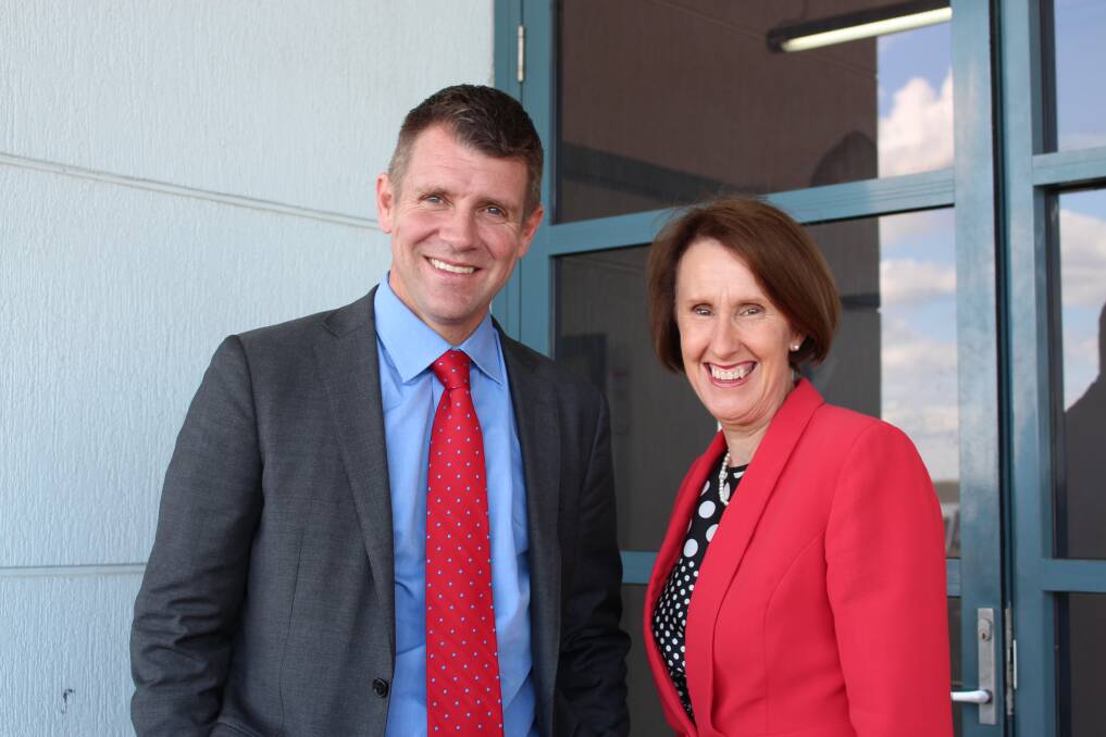 Teamwork: Premier Mike Baird and Port Macquarie MP Leslie Williams pictured at Port Macquarie Airport.