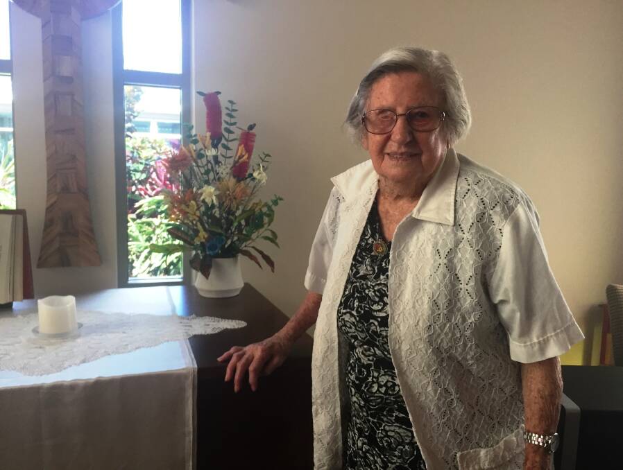 Strong faith: Edna Ryan, 103, regular attends services at Uniting Mingaletta Port Macquarie's chapel.