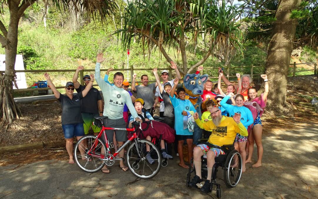 Pedal power: Cowper MP Luke Hartsuyker and supporters at the Port Macquarie launch of the 2018 Charity Ride.