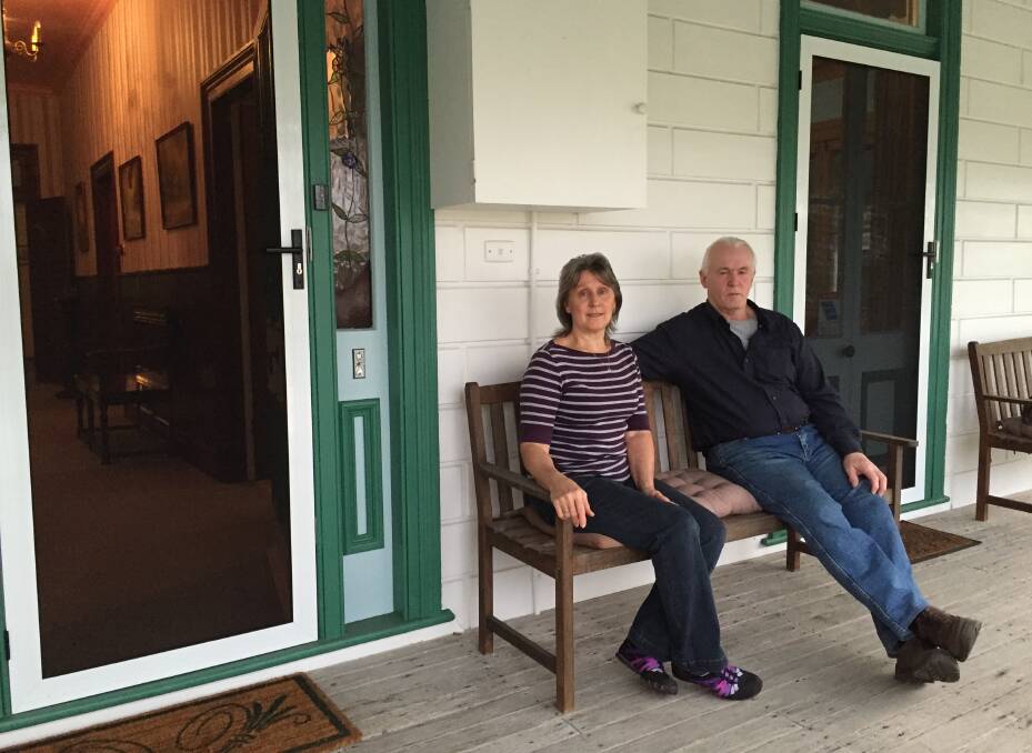 Adelaide's seat: Ruth and Ron Birkby, sitting in the very spot the ghost of Mrs Adelaide Hill is reported to haunt. Photo: Julia Driscoll.