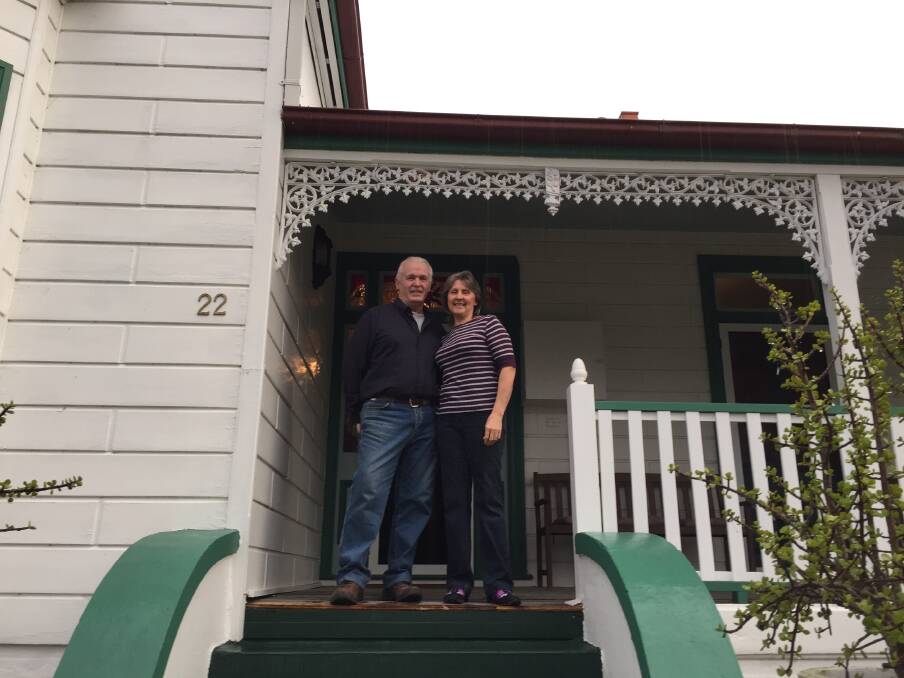 Current owners: Ron and Ruth Birkby at the entrance to Zeal Cottage. Photo: Julia Driscoll.