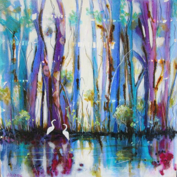 Free thought: Paintings like this by artist Judy Jelsma and other members of the Self Expressionist art group are on display at the Macleay Valley Art Gallery, Gladstone, until Sunday.