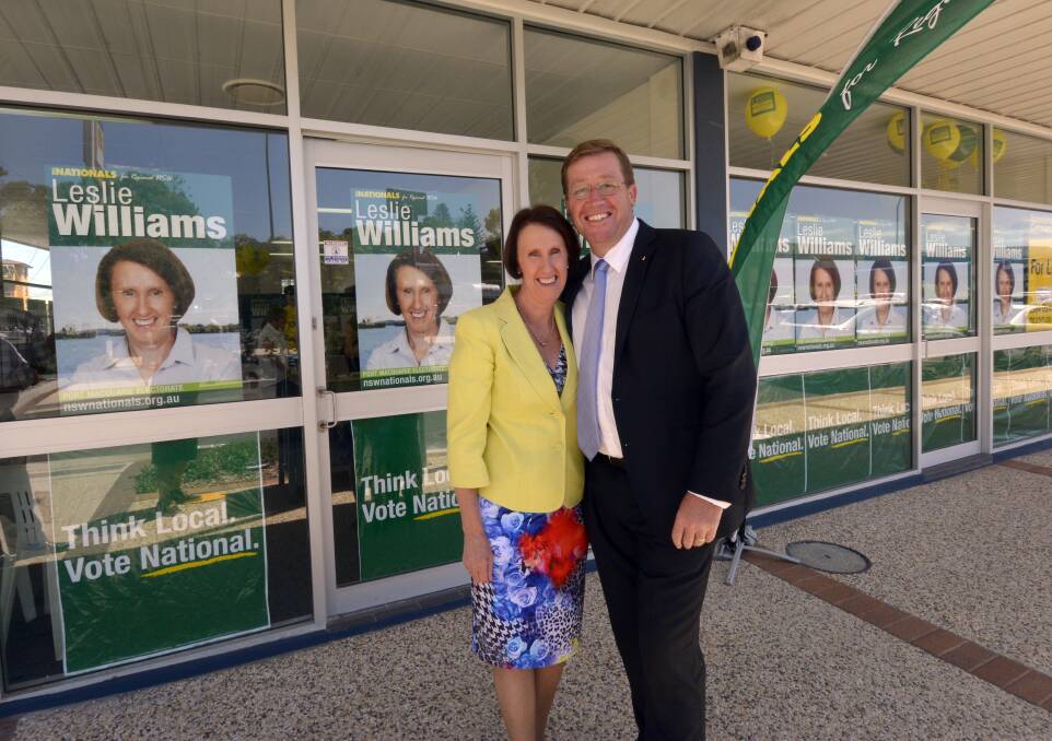 Campaign focus: Port Macquarie MP Leslie Williams and Deputy Premier and NSW Nationals leader Troy Grant prepare for the state election.