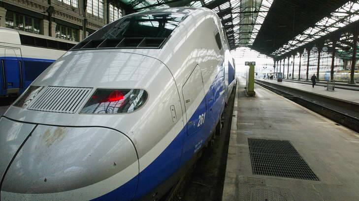 Whooshing along ... a French TGV high speed train.