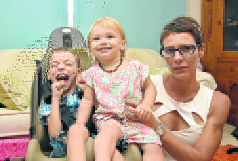 Disappointed: Tracey Reynolds and her disabled son Finn White and daughter Annabelle White.