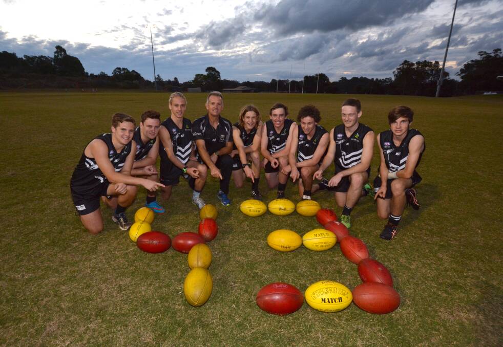 Aiming for 43: Fraser Carroll, Sam Johnson, Dylan Marchingo, coach Craig Carroll, Darcy Gray, Josh King, Blake Nelson, Riley Irwin and Bailey Cooper are part of the Port Magpies' winning streak in the under 18s. Attention turns to representative level tomorrow and Sunday at Wayne Richards Park as North Coast AFL faces off against rivals. 					   Pic: PETER GLEESON