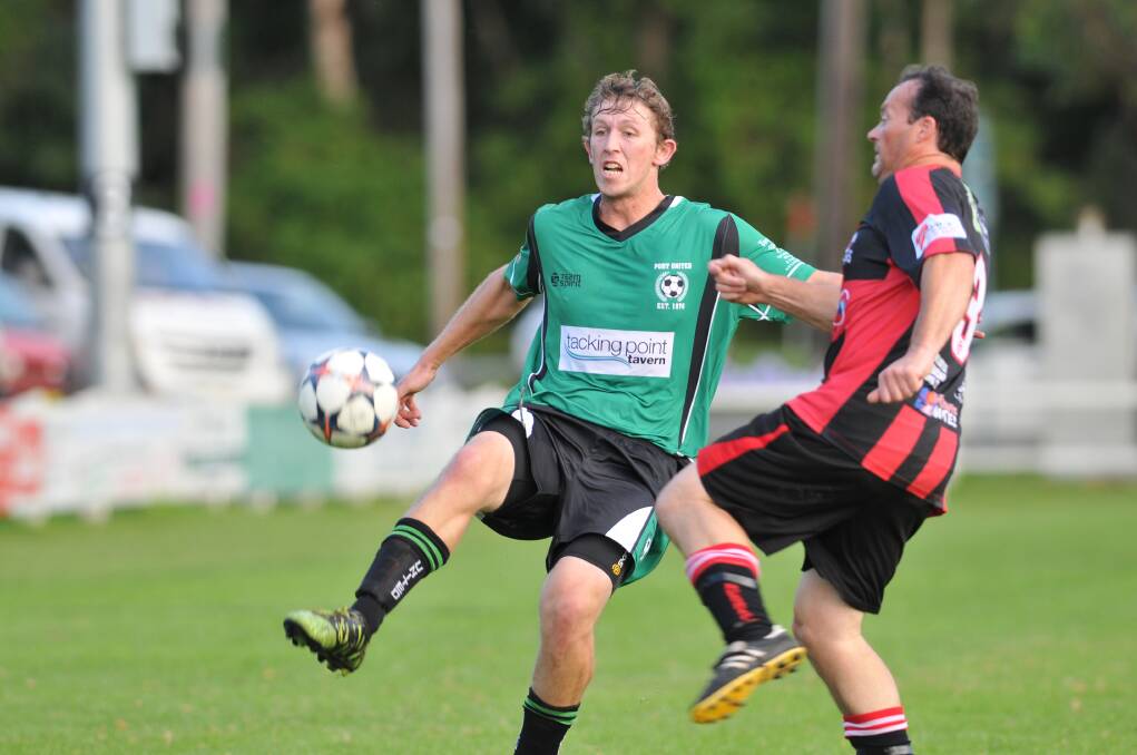 In good form: Matt Broderick scored twice at Nambucca Heads. He'll be in action for Port United tomorrow in a trial against Kempsey Saints at Koala Street.