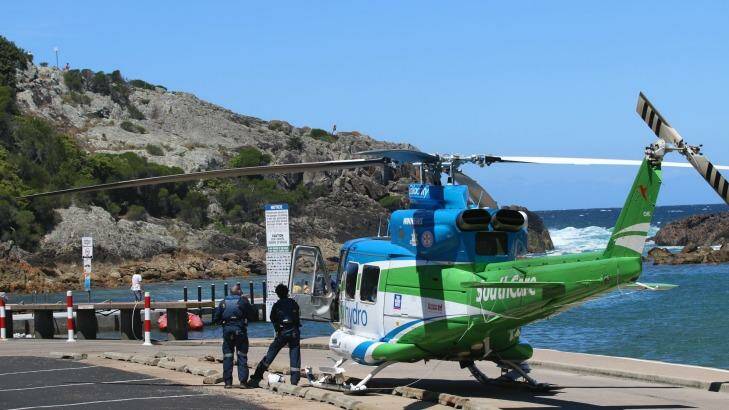 Emergency crews were called out to Tathra after a group of fishermen were swept off the rocks. Photo: Jacob McMaster