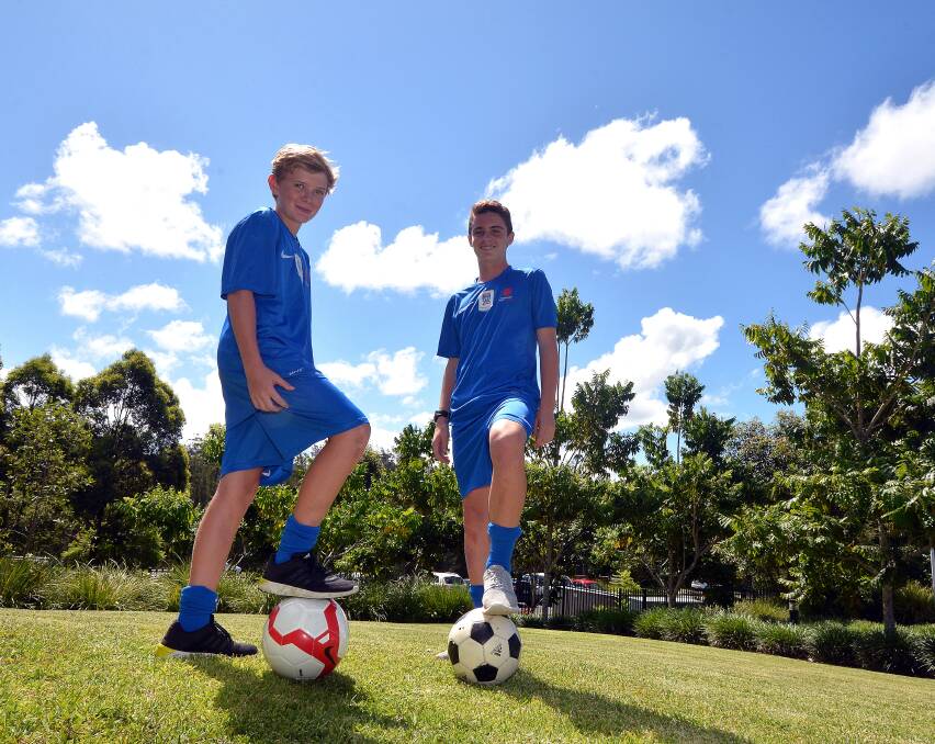 World at their feet:?Josh Gardner and Adam Sherratt will head to the under 14 Tokyo International Youth Football Tournament in April with the Emerging Jets. Pic:?PETER?GLEESON