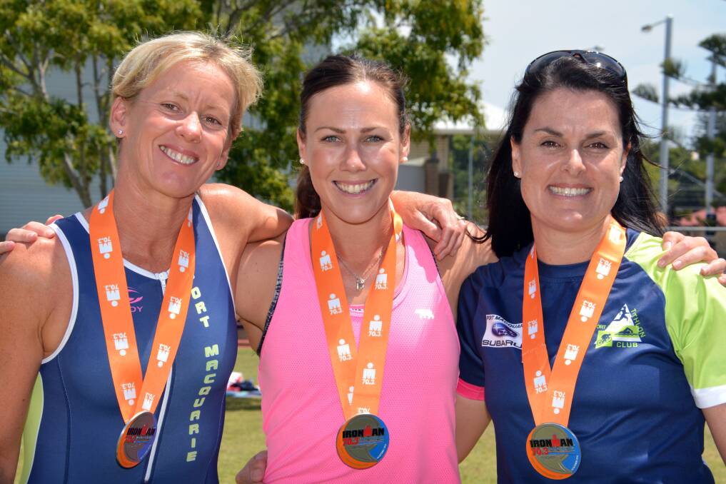 Winners: Carolyn Turnham, Nicole Cook and Sue Leahy had Ironman success on Sunday.     