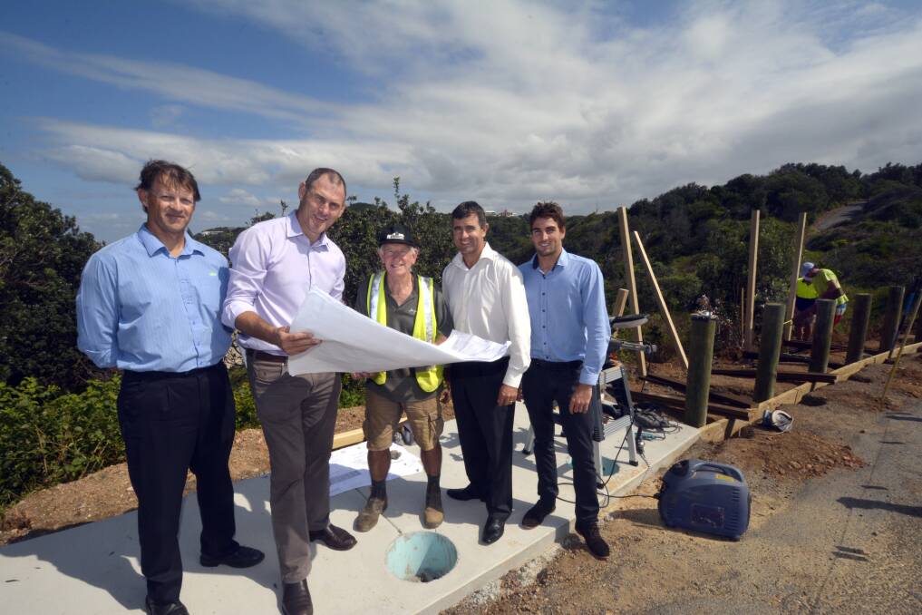 Work started: Senior works engineer Peter Jenkins, mayor Peter Besseling, Lighthouse Project Committee chairman Neil Black, Gary Randall and Marcus Lulham.
