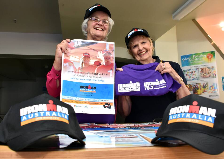 Back again: Gay Cowan and Patricia Godfrey of the Port Macquarie CWA Evening Branch are among members who volunteer for the Ironman.