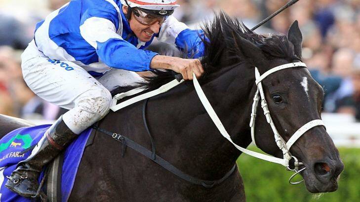 Royal romp: Royal Descent careers to a 10-length victory in the 2013 Australian Oaks.  Photo: Jenny Evans