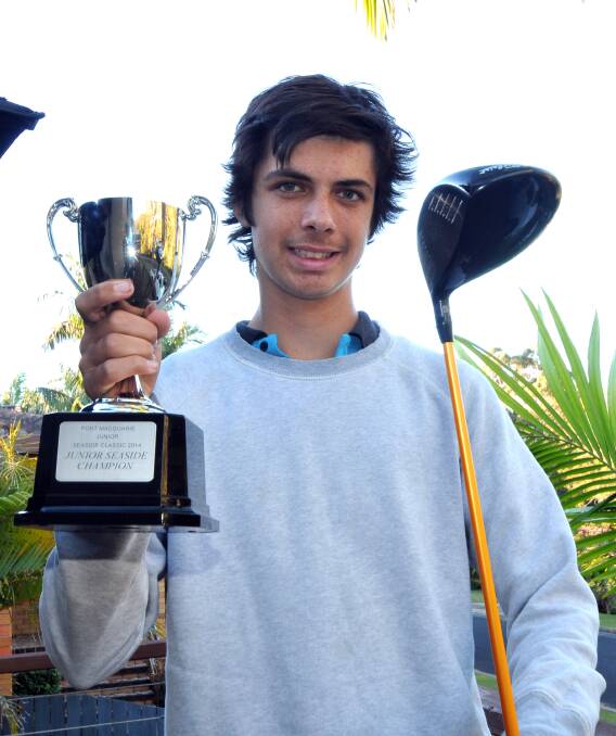 All schools place: Jackson Jubelin, pictured here with his Junior Seaside Classic champion's trophy from 2014, has been selected in the NSW team to play at the Australian All Schools Championship in Canberra in August.