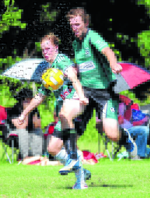 Bagged one: Matt Broderick, pictured here playing in a trial match in the pre-season, scored for Port United on Saturday in the win over Port Saints at Dixie Park.