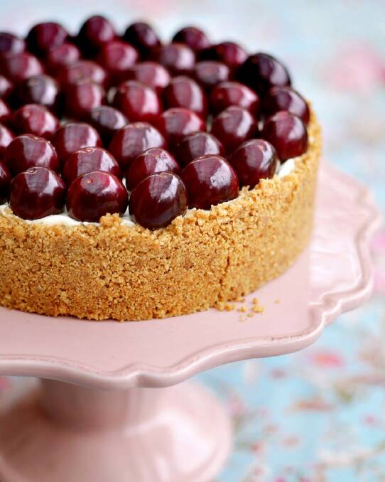 Celebrate the start of cherry season with Stephanie Alexander's cherry-topped cheesecake <a href="http://www.goodfood.com.au/good-food/cook/recipe/lyns-cherry-cheesecake-20111019-29vev.html"><b>(Recipe here).</b></a> Photo: Marina Oliphant
