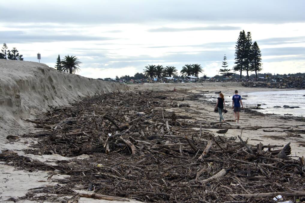 Flood after-effects: Debris on Town Beach will be cleaned up on Thursday.