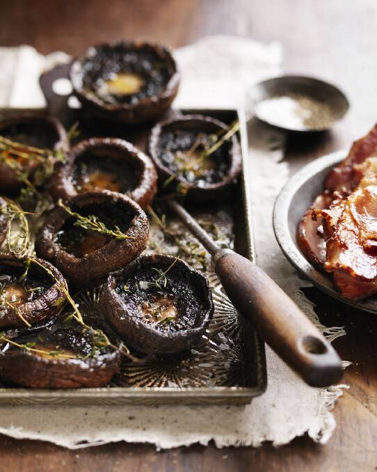 Neil Perry's thyme roasted mushrooms <a href="http://www.goodfood.com.au/good-food/cook/recipe/thyme-roasted-mushrooms-20130311-2fv2m.html"><b>(RECIPE HERE)</b></a>. Photo: William Meppem