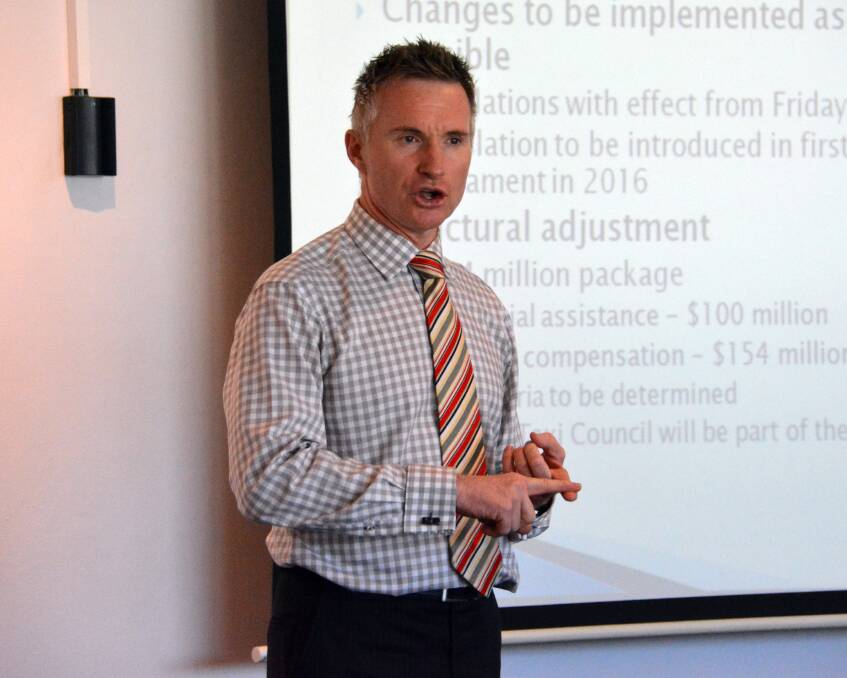 Stepping it through: Roy Wakelin-King from the NSW Taxi Council explains the competitive market and potential legislative changes to taxi owners and operators yesterday.
