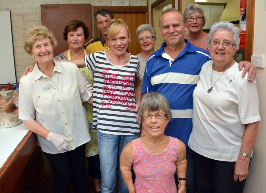 Many happy returns: Sister Marjorie (far right) celebrated her 80th birthday with soup kitchen volunteers (l-r) June Crook, Deanne Candrick, Rob Phillips, Debra Ward, Pat Horvath, Sandra Wilson, Martin Knope and Diane Ryan.