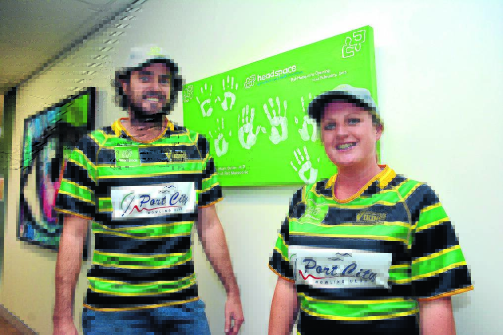 Fundraiser: Hastings Valley Vikings president David Barnes with Headspace's community engagement officer Tracie Hazell ahead of the club's fundraiser next weekend.