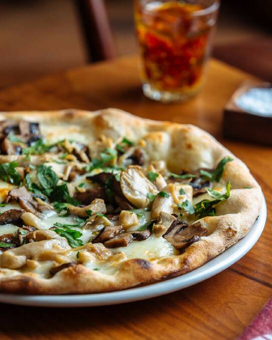 Mushroom pizza at Kaprica in Carlton. Photo: Timothy Grey