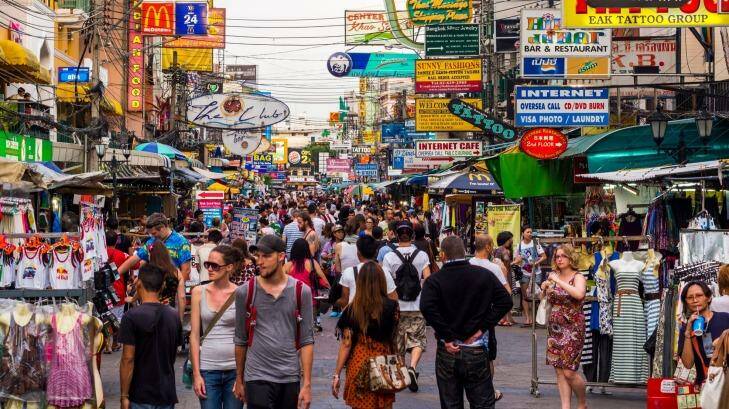 People walking along the busy streets of Khao San Road in Bangkok, Thailand. Photo: iStock