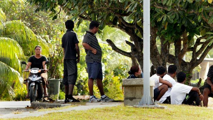 A file picture of asylum seekers on an excursion outside the Nauru processing centre.  Photo: Angela Wylie