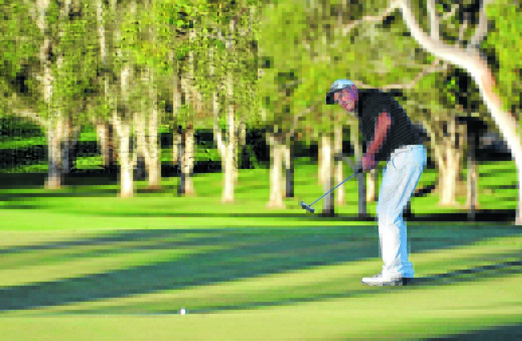 Tight finish: Matt Millar putts on the final green of the Better Homes Port Macquarie Pro-Am.  Pic: PETER GLEESON