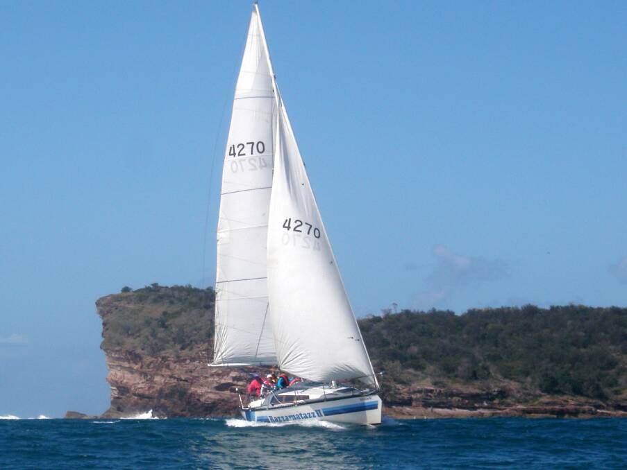 Set to race: In the lead off Perpendicular Point, Charles Nicol's Razzamatazz II prepares for the start of Sunday's race back to Port.