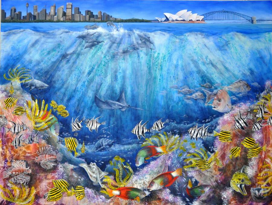 Stunning work: Sydney Harbour - one of Pauline Roods' paintings from The Kangaroo's Visit exhibit.