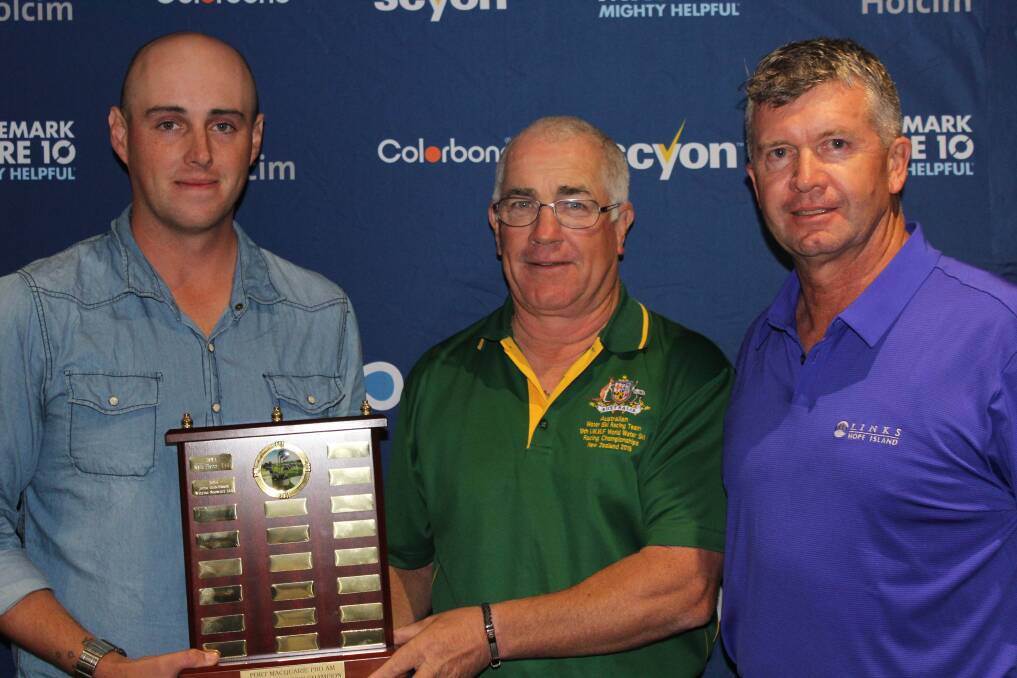 Too good: Kyle Flynn with Cliff Bamford and John Heagney from Better Homes after winning the pro-am at Port Macquarie last week.