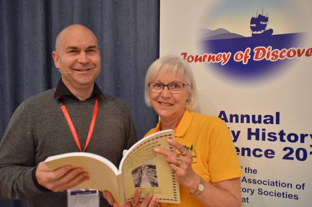 Wealth of information: Ben Mercer from Ancestry.com and conference convener Jennifer Mullin share their interest in family history.